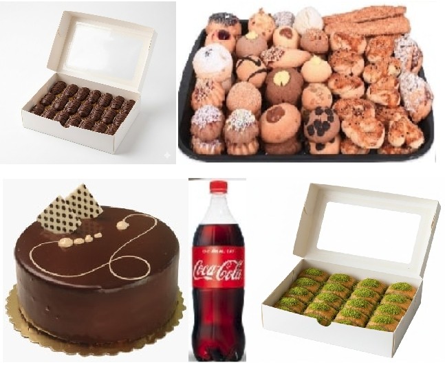 4-6 Kişilik Çikolatalı Yaş Pasta + Kuru Pasta + Fıstıklı Baklava + Ekler Menü Samsun pasta